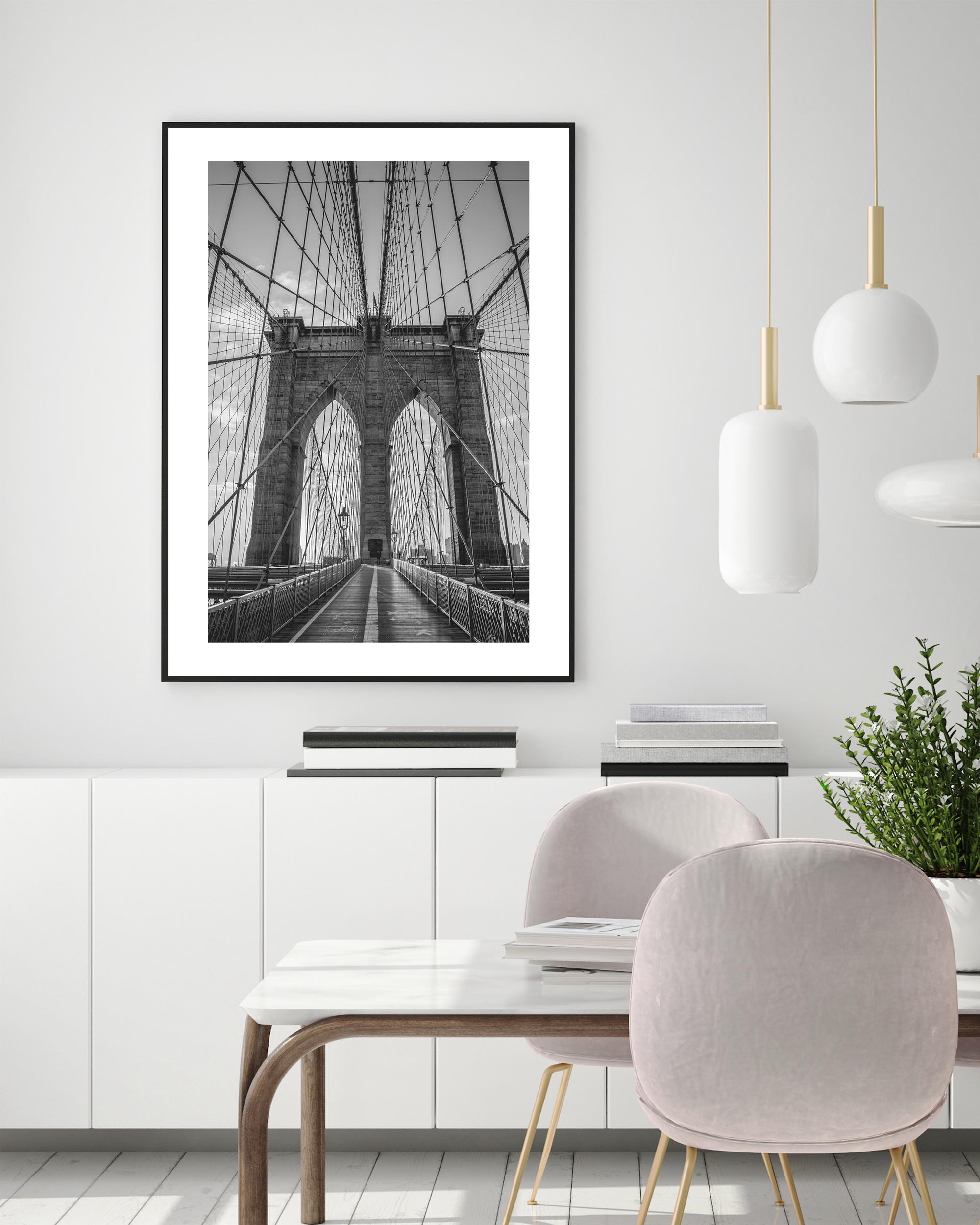 Brooklyn bridge sort/hvid plakat