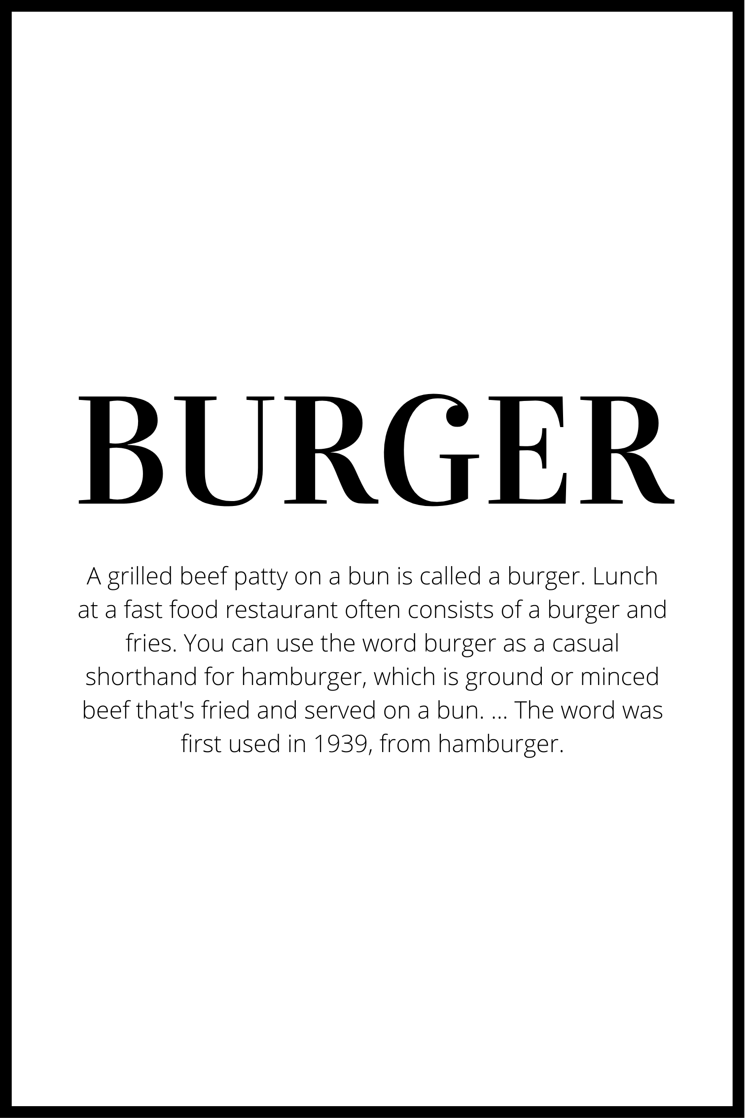 Burger definition plakat