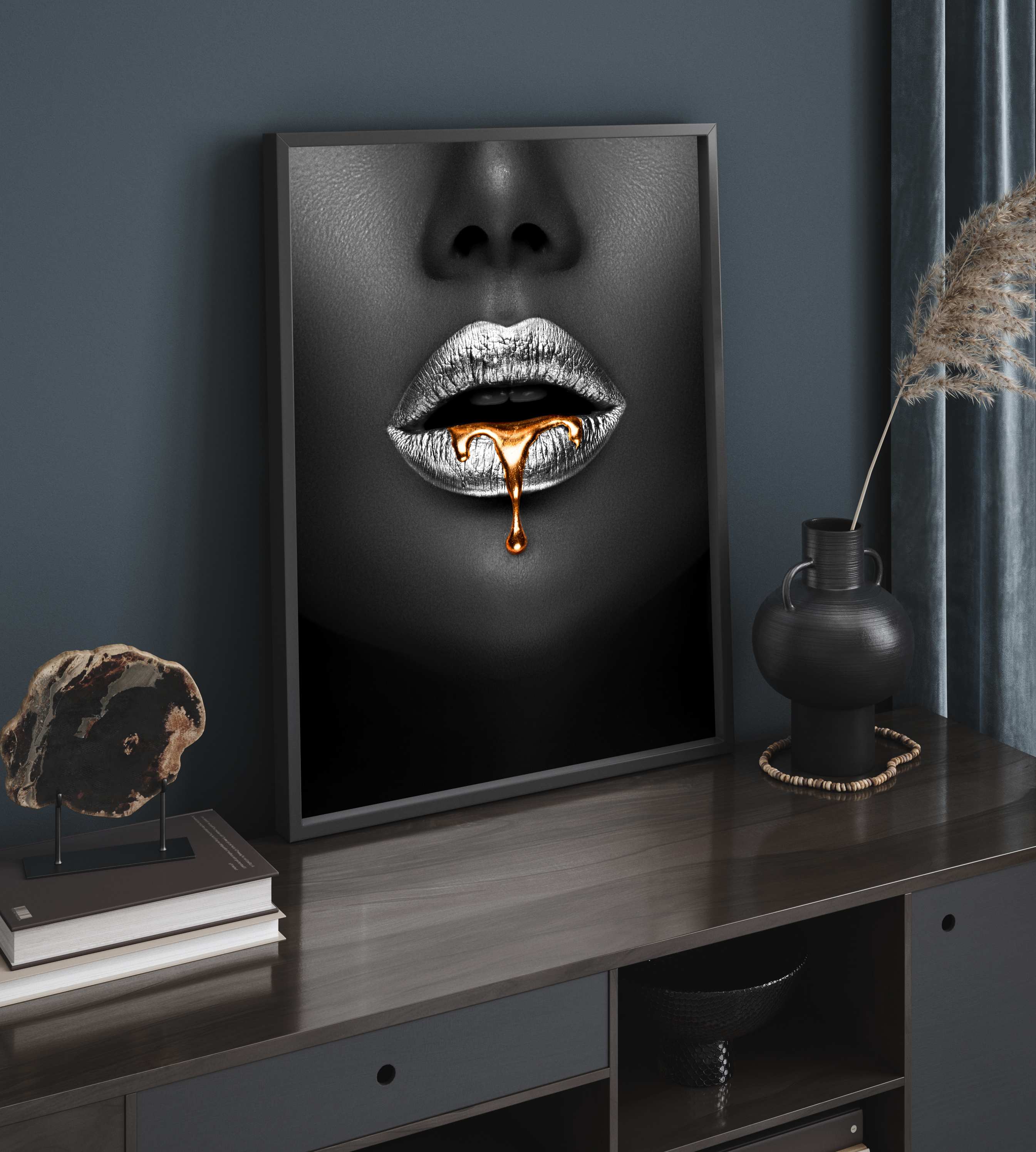 Silver lips premium plakat